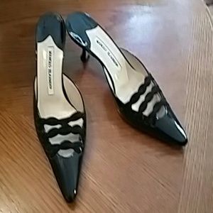 Manolo Blahnik Black Dressy Mules.  Size 38. Authe